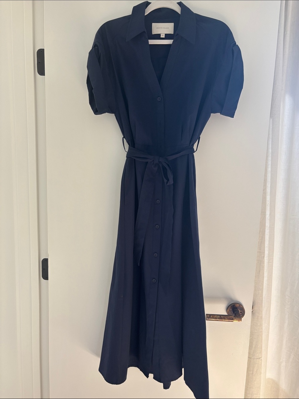 Brochu Walker Navy Button-Front Midi Shirt Dress